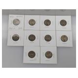 Lot (10) Mixed Date 35% Silv War Nickels