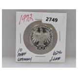 1972 62% Silv Germany 10 Mark