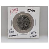 1972 62% Silv Germany 10 Mark