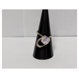 .925 Sterl Clear Stone Swirl Ring Sz 7.5