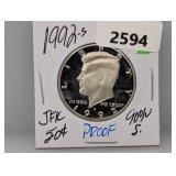 1992-S 90% Silv PF JFK Half $1 Dollar