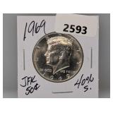 1969 40% Silv JFK Half $1 Dollar