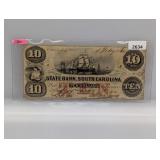 1860 South Carolina $10 Dollar Note