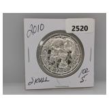 2010 1oz .999 Silv Skull Round