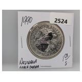 1990 1oz .999 Silv Australia Kookaburra $5