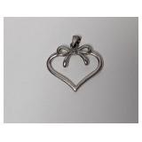 .925 Sterl Heart Charm/Pendant w/Diam Accent