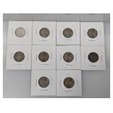 Lot (10) Mixed Date 35% Silv War Nickel