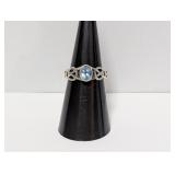 .925 Sterl Celtic Blue Stone Ring Sz 7