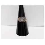 .925 Sterl Pale Blue Stone Ring Sz 7
