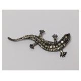 Silver Tone Lizard Brooch