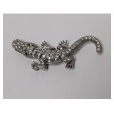 Silver Tone Crocodile Brooch