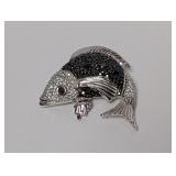 Silver Tone Fish Brooch