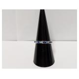 .925 Sterl Blue/Clear Stone Band Sz 8