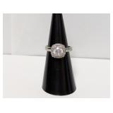 .925 Sterl Clear Stone Ring Sz 6