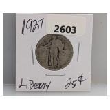 1927 90% Silv Liberty Quarter