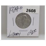 1929-D 90% Silv Liberty Quarter