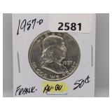 1957-D 90% Silv AU/BU Franklin Half $1 Dollar