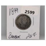 1899 90% Silv Barber Quarter