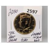 2016 Clad Gold Layered JFK Half $1 Dollar