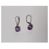 .925 Sterl Purple Stone Dangle Earrings