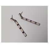 .925 Sterl Opal Long Dangle Earrings