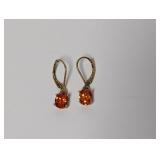 .925 Sterl Orange Stone Dangle Earrings