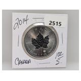 2014 1oz .999 Silv Canada Maple Leaf $5