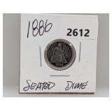 1886 90% Silv Seated Dime