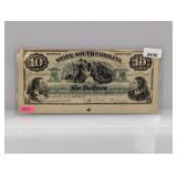 1872 South Carolina $10 Dollar Note