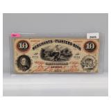 1860 Merchants & Planters Bank $10 Dollar Note