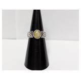 .925 Sterl Celtic Cabochon Stone Ring Sz 6