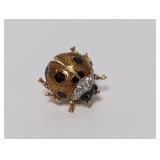 Gold Tone Lady Bug Lapel Pin