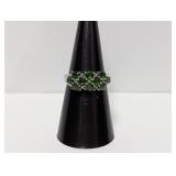 .925 Sterl Green Stone Ring Sz 7