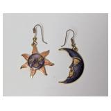 Gold Tone Sun/Moon Earrings