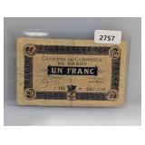 Nancy Chamber of Commerce 1 Franc Note