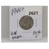 1945-P 35% Silv War Nickel