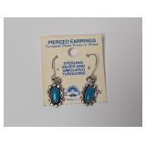 NOS .925 Sterl Simulated Turquoise Earrings