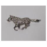Silver Tone Horse Brooch