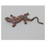 Multi Gemstone Lizard Brooch