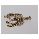 Gold Tone Crawfish Brooch
