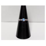 .925 Sterl Opal Ring w/Stars Sz 7