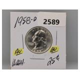 1958-D AU/BU Wash Quarter