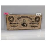 1864 $50 Confederate States Note