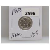 1943 90% Silv Mercury Dime