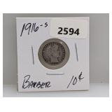 1916-S 90% Silv Barber Dime