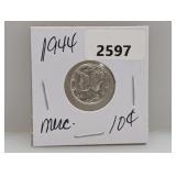 1944 90% Silv Mercury Dime