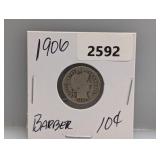 1906 90% Silv Barber Dime