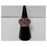 Vermeil Red Stone Cocktail Ring Size 5