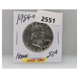 1954-D 90% Silv Franklin Half $1 Dollar