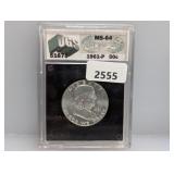 UGS 1961-P MS64 90% Silv Franklin Half $1